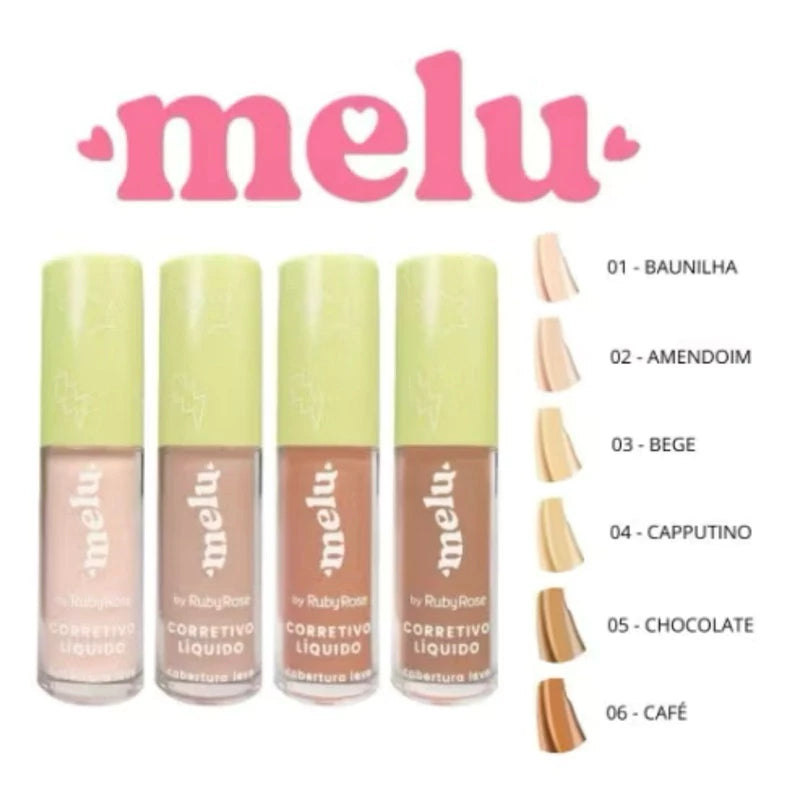 Corretivo Líquido Melu Ruby Rose Alta Cobertura Vegano 5ml