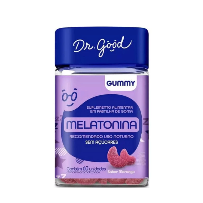 Melatonina Fini Sem Açúcar Dr. Good 60 Gomas Sabor Morango | Auxilia na Qualidade do Sono