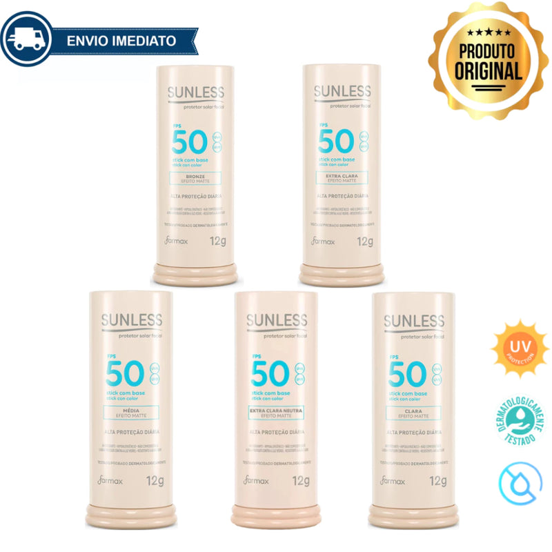 Protetor Solar Facial com Cor FPS 50 Sunless Stick Matte | Base em Bastão e Alta Proteção
