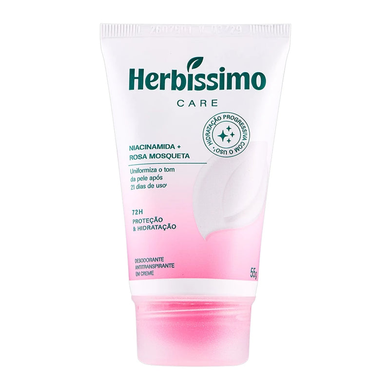 Desodorante Antitranspirante Herbíssimo Rosa Mosqueta + Niacinamida 55g | Proteção 72h e Cuidado para Axilas