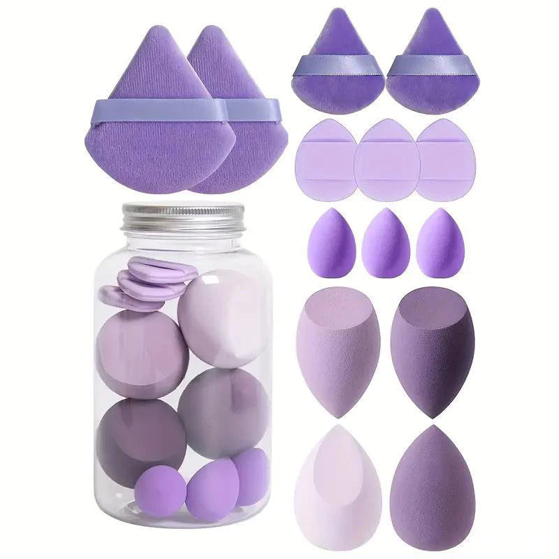 Kit 14 Esponjas de Maquiagem Soft Blend Profissional | Uso Seco e Molhado