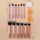 Kit 12 Pincéis de Maquiagem Profissional Cerdas Macias e Acabamento Perfeito